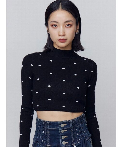 ハイネッククロップニット