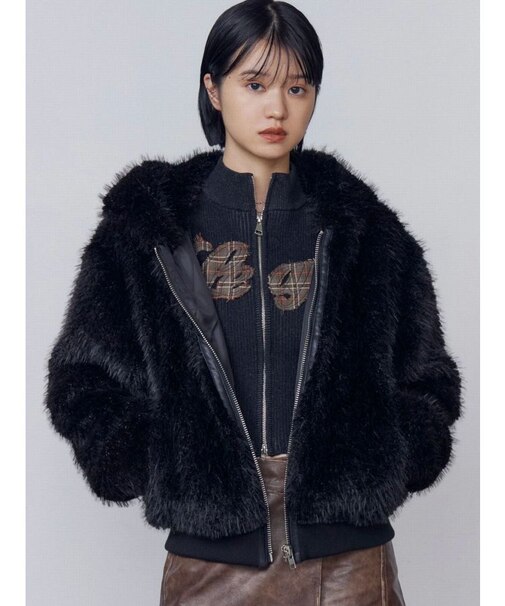 フードフェイクファーブルゾン