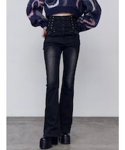 スリーレスアップハイウエストフレアパギンス