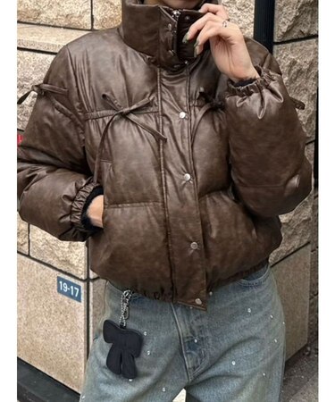 リボンパッファーダウンブルゾン