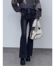 リボンハイウエストフレアパギンス