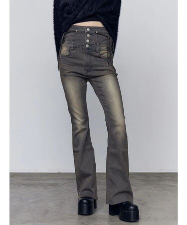 リボンハイウエストフレアパギンス