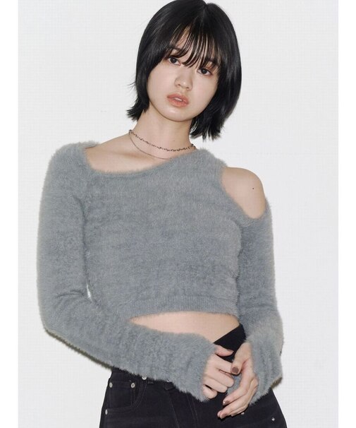 シャギースキンラインニット