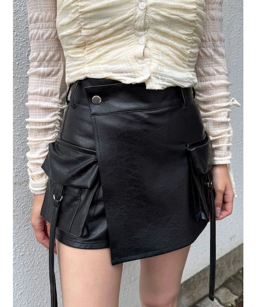 レザー カーゴハーフパンツ ROSEN KREUZ フェイクレザー カーゴ