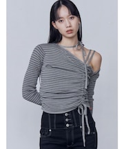 アシンメトリーチョーカーギャザーニット