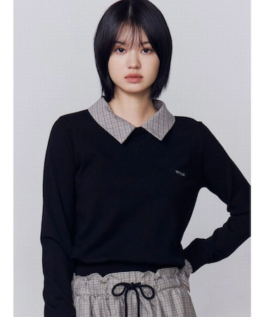 レイヤードシャツニット