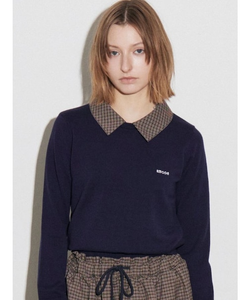 レイヤードシャツニット