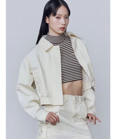 バックレースアップショートブルゾン