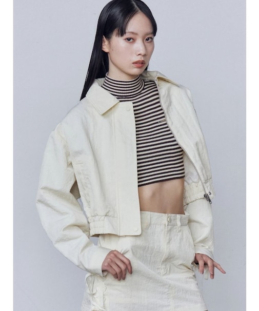 バックレースアップショートブルゾン