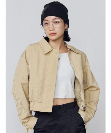 バックレースアップショートブルゾン