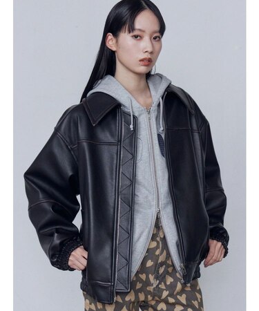 フェイクレザーオーバーブルゾン