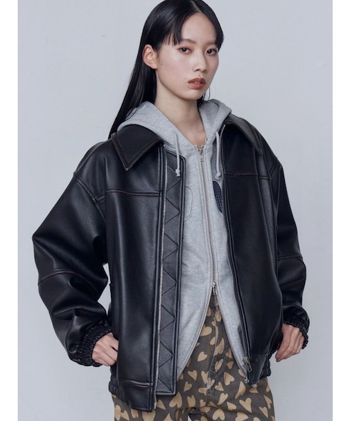 フェイクレザーオーバーブルゾン