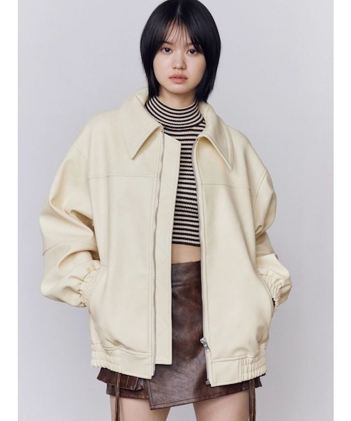 フェイクレザーオーバーブルゾン