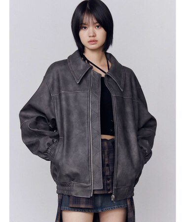 フェイクレザーオーバーブルゾン