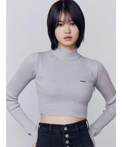 ハイネッククロップニット