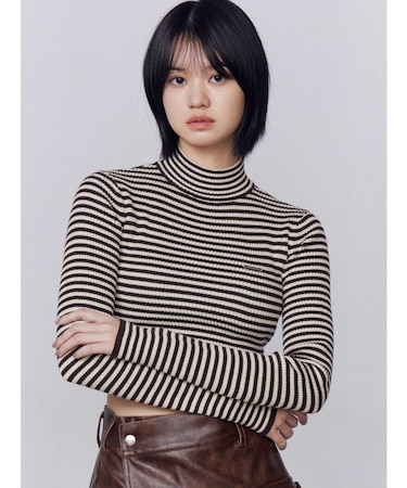 ハイネッククロップニット