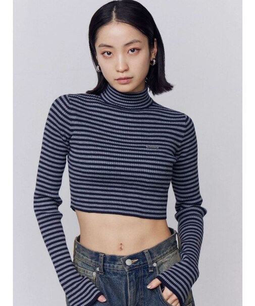 ハイネッククロップニット