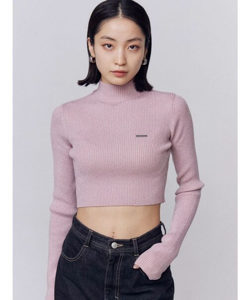 ハイネッククロップニット