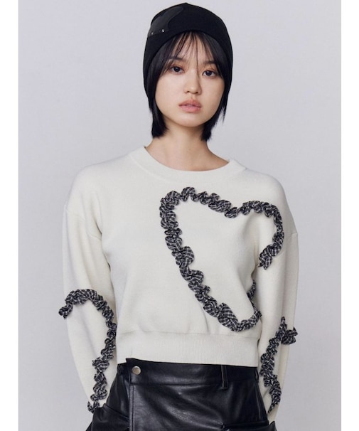 ギャザーハートニット