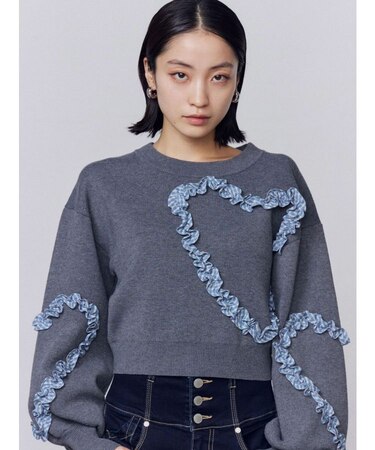 ギャザーハートニット