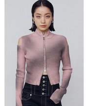 カットウォッシュドプレーティングジップニット