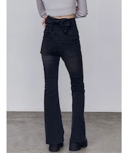 バックリボンフレアハイウエストパギンス