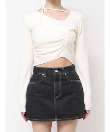 CHOKER GATHER LONG SLEEVE KNIT