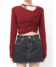 CHOKER GATHER LONG SLEEVE KNIT