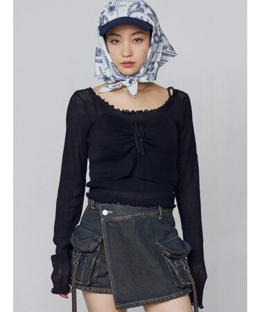 2ピースシアーギャザーニット