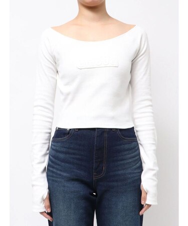 ロゴパッチクロップドロンT