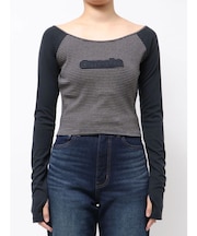 ロゴパッチクロップドロンT