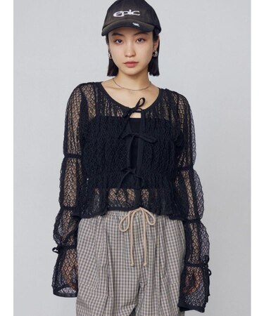 2WAYギャザーリボンニット