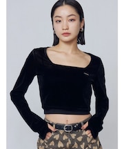 シアーベロアプレートクロップトップ