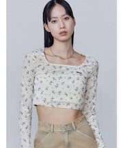 シアーベロアプレートクロップトップ