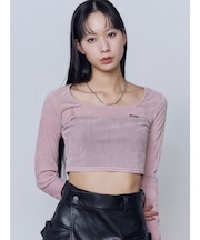 シアーベロアプレートクロップトップ