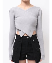 ワイドクロスクロップドニット