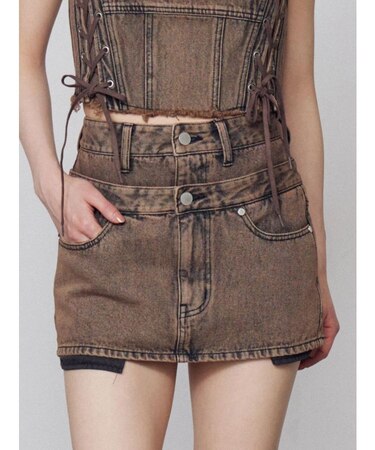 ベルトレイヤードボクシースカート