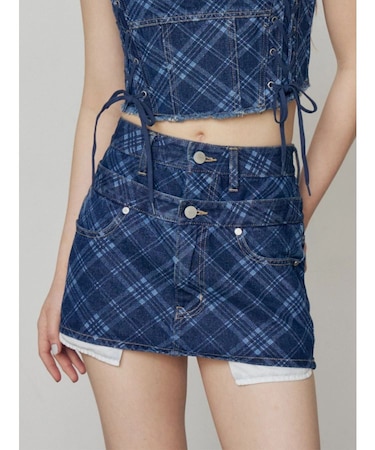 ベルトレイヤードボクシースカート