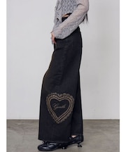 レースグラフィックルーズデニム