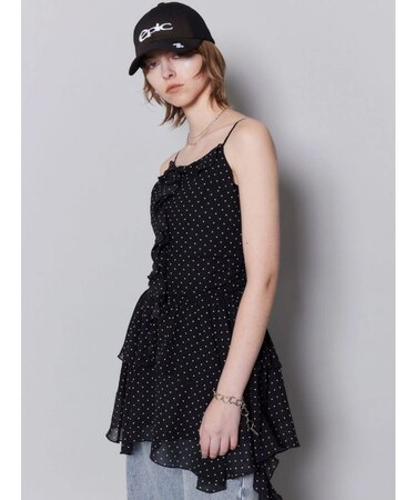 シアーラッフルキャミロングトップ