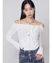 ホールリボン2WAYニット