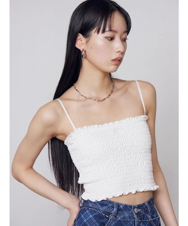 シャーリングクロップキャミソール