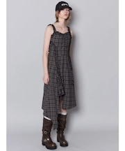 テープフリルアシンメトリーマキシワンピース