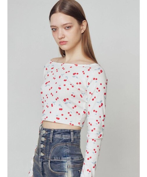 アイレットクロップドロングスリーブTシャツ