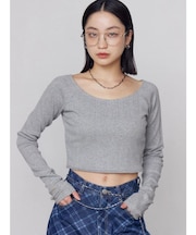 アイレットクロップドロングスリーブTシャツ