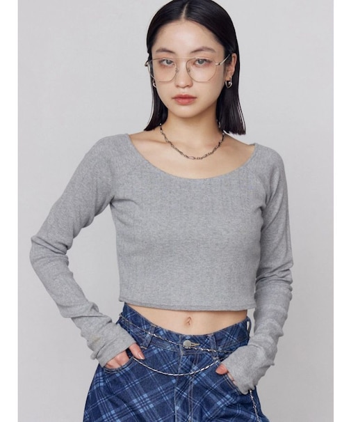 アイレットクロップドロングスリーブTシャツ