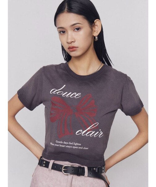 リボンプリントTシャツ