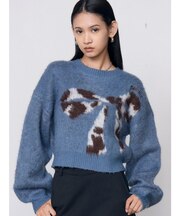 カウパターンリボンニット