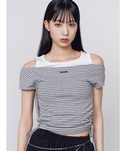レイヤードレープクロップドトップ