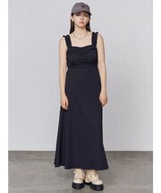 バックオープンリボンマキシワンピース